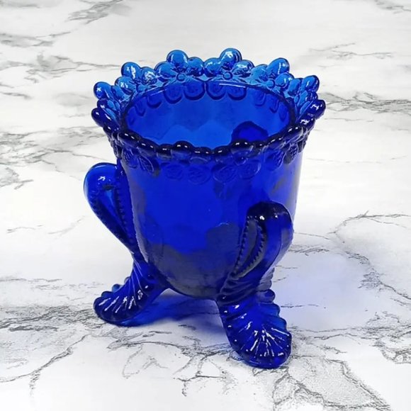 Degenhart Glass Forget Me Not Trinket Toothpick Paperweight Vtg - Picture 6 of 6